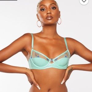 Tutti Fruity Embroidered Tulle and Vinyl Bra